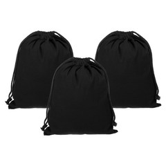 3pcs Reusable Drawstring Bags, 10×12.6″ Multipurpose Cotton Dust Bags, Black