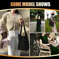 Canvas Zipper Tote Bag Set – 3Pcs 14″x16″ Black Canvas Bags Bulk, Plain Totes