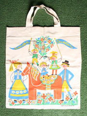 Heidi Lange Design Sweden Swedish Horse Floral Motif Cotton Tote Bag 16×18 in