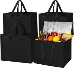 2 I 4 Pack Insulated Reusable Grocery Shopping Bags with zippered top,Food Deliv