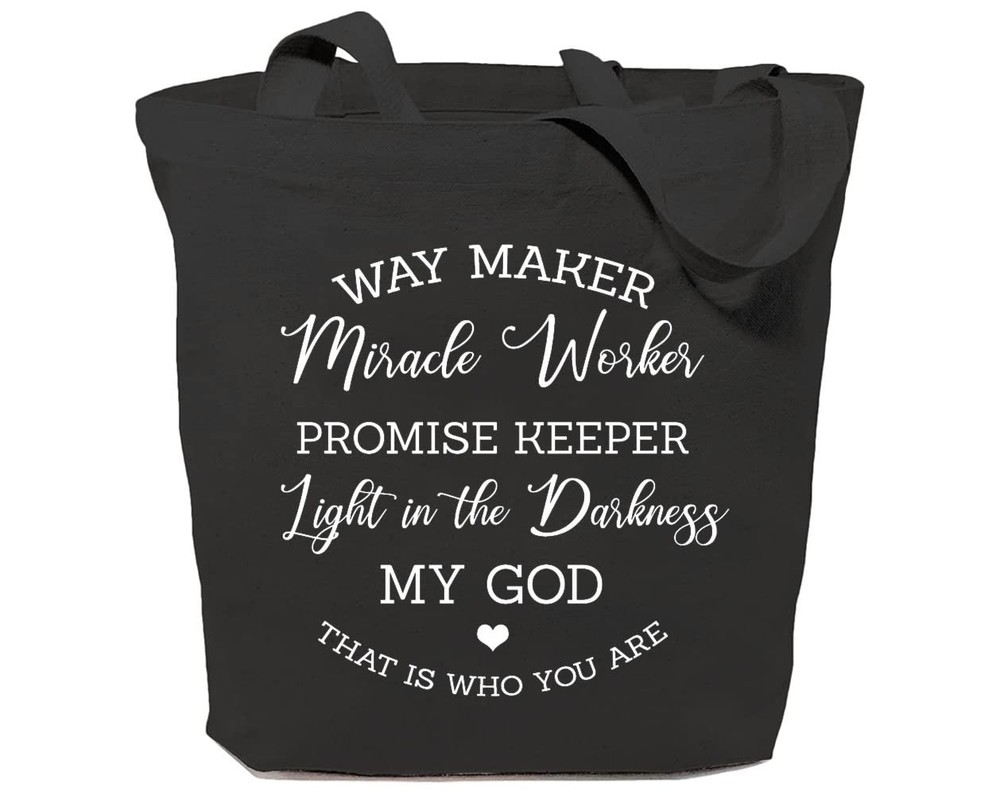 GXVUIS Waymaker Canvas Tote Bag for Women Christian Scripture Large, Black