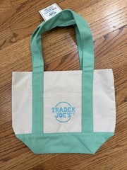 Trader Joe’s Mini Canvas Tote Bag /2025 Limited Edition/Pastel Green/NWT