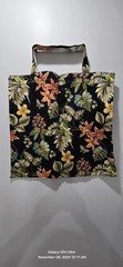 Floral Pattern Reversible Reusable Shopping Bag 21 x 15 in Black Multicolor