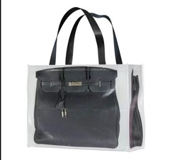Stylish Large Foldable Reusable Shopping Bag, black Handles