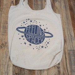 Small Linen Book Tote Bag. Feeling Spacey
