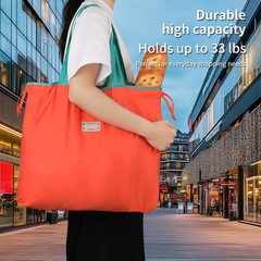 Spacious Lightweight Washable Water-Repellent Portable 2 Pack Foldable Tote Bags