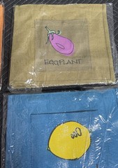 BrB Set of (4) NEW Colorful Pocketed Jute Burlap Bags Perfect Tote Market Bag