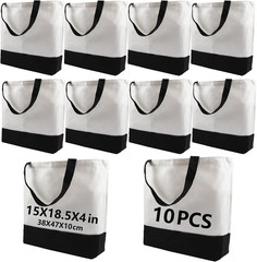 10 Pack Sublimation Tote Bags Polyester Blank Canvas DIY Craft Bags