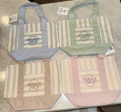 Trader Joe’s Mini Pastel Stripe Canvas Tote Bag Limited Edition Set of 4