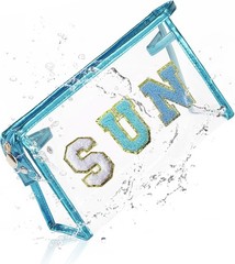 COSHAYSOO Clear Makeup Bag Sunscreen Pouch Beach Vacation Essentials Blue-SUN.