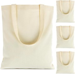 Canvas Tote Bag 4 Pack Reusable Cotton Shopping Bags Blank DIY Craft Tote Market