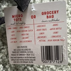 Trader Joe’s Black Micro Tote With Grocery Bag 2 In 1 Mini RARE BLK RED NEW