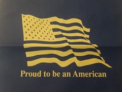 Proud To Be An American Blue Tote Shopping Bag Flag Stars