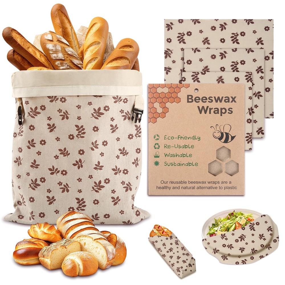 Beeswax Bread Bags, Reusable 17″ X 13″, Coffee brown bread bag and wrap