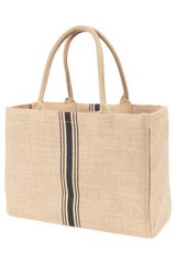 Jute Market Tote Bag with Handles, Triple Stripe
