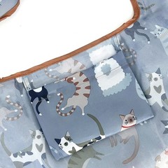Large & Small Foldable Tote Nylon Reusable Grocery Bags, Set of 2, Cool Felines