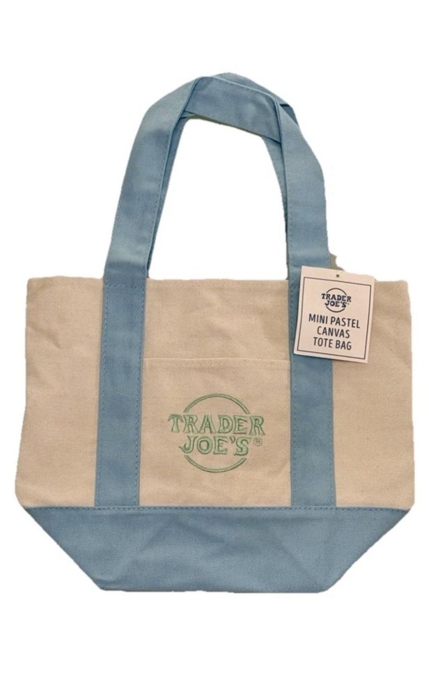 Trader Joe’s Foldable Mini Pastel Canvas Tote Bags Pastel Colors-Pink,Blue,Green