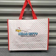 Hello Kitty 50th Anniversary Reusable Grocery Shopping Tote Bag Sanrio Daiso NEW