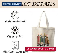 Books Canvas Totes, College Bag Gift, Reusable Cloth Cotton Tote Bags, Canvas To