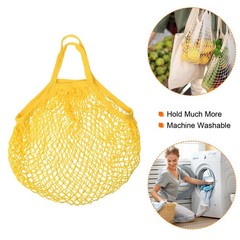 Cotton Mesh Bag 15×13.8″ Mesh Net String Grocery Bags Yellow