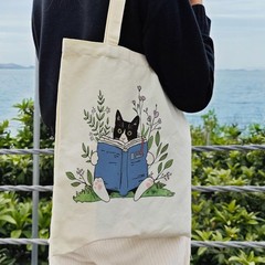 Cat Tote Bag Aesthetic Cute Tuxedo Reusable Shopping Grocery Beach Gifts