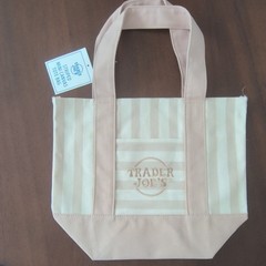 Trader Joe’s Striped Mini Canvas Tote Bag, Reusable Beige/Tan, 1-Piece Tote