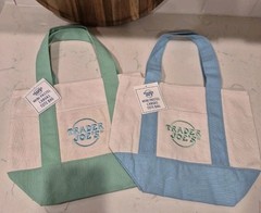 Set of 2 – Trader Joe’s Mini Pastel Canvas Tote Bag- Green & Blue – Viral