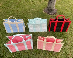 Vintage Hand Bag Multi-Color Rice Sack Eco-Friendly Medium Size 40 X 30 X 18 cm