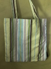 Strand Canvas Striped Reusable Tote Shopping Bag 14x14x4 in, 15 qt