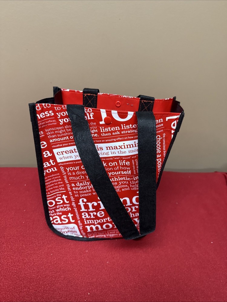 Lululemon Reusable Small Shopping Tote Bag Red White Black 9.25X 11X4.5”