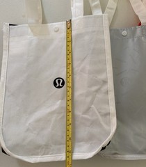 Lululemon Reusable Shopping Tote Bag Set Of 3 12”x9” Red, Silver Black And White