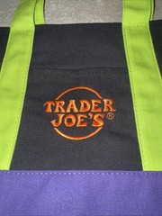 Trader Joe’s Mini Reusable Tote Bag Black Green Purple