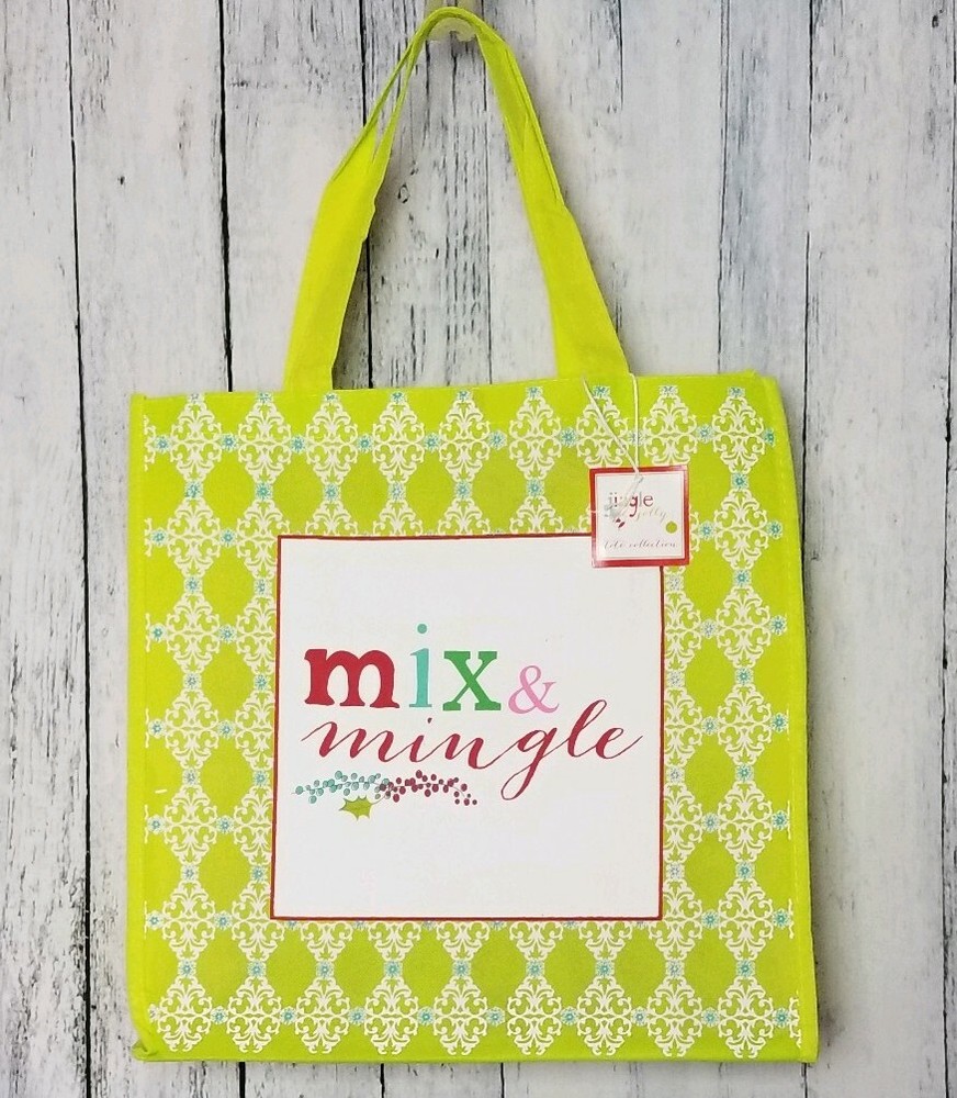 MIX & MINGLE Shopping Tote Bag Handles Snap Grocery Gift shopper reusable eco