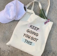 Keep Going You Got This Canvas Tote Bag Reusable Foldable Medium Beige