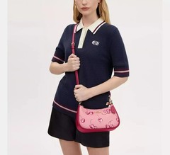 NWT Teri 2way Shoulder Bag Canvas Leather Cherry Print Pink CR290 New