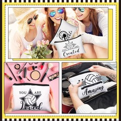 Sunnymove 12 Pcs Volleyball Makeup Bags Bulk Team white, black