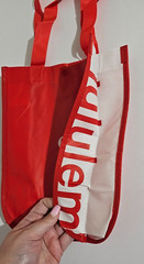 Lululemon Reusable Shopping Bag Logo Red w/ Snap Closure (Small)