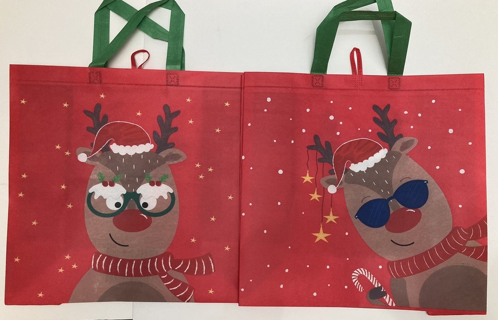 Tesco Cool Reindeer Christmas Tote Bag Star Snow Sunglasses Red 2022 Holiday New