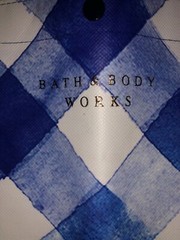 Bath & Body Works Tote Gingham Reusable Blue White Snap Closure Double Handle