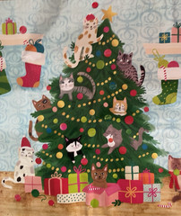 NEW Reusable Shopping Bag Cats & Kittens Coffee Cups Bag 19″x17″