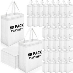 50 Pcs Reusable Tote Bag Bulk 8 x 4 x 10 Inch Non Woven Shopping Bag with Han…