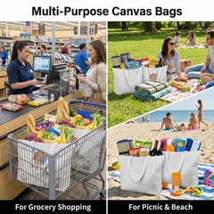 5 Pack Sublimation Tote Bags with Zipper, 12oz Heavy Duty 100% Polyester Blan…