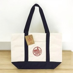 2 Trader Joe’s Bag Canvas Reusable Heavy Cotton Basic Style Shopping Navy Large