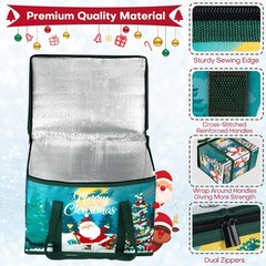 2 Pack Christmas Insulated Reusable Grocery Bags Collapsible Shopping Tote