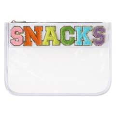 DYSHAYEN Chenille Letter Clear Zipper Pouch for Travel,Nylon White-Snacks