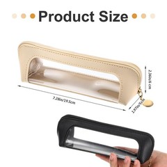 Kifmurase 2Pcs Clear Makeup Brush Bag, Leather Slim Case, White, Black