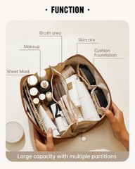 EACHY Travel Makeup Bag,Large Capacity Cosmetic Bags for Medium, AA-Brown