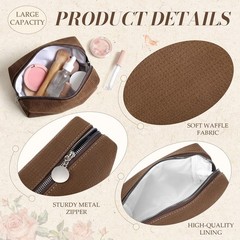 Kacctyen 6 Pcs Waffle Makeup Pouch Bag approx. 7.1 x 4.3 x 2.8 inches, coffee