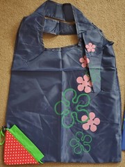 3 new Navy Strawberry Foldable Pocket Reusable Shopping Tote Bags – US seller