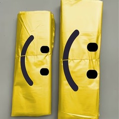 100pcs Smiley Face Plastic Tote Bags – Reusable Retail Gift Bags Yellow